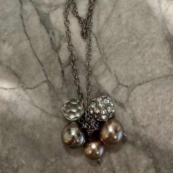 J. Crew Bauble Pearl & Silver Ball Necklace - Picture 1 of 1